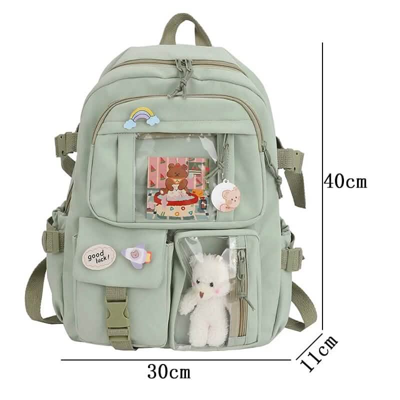 Cute Waterproof Multi-Pocket Women Backpacks with Bear Doll