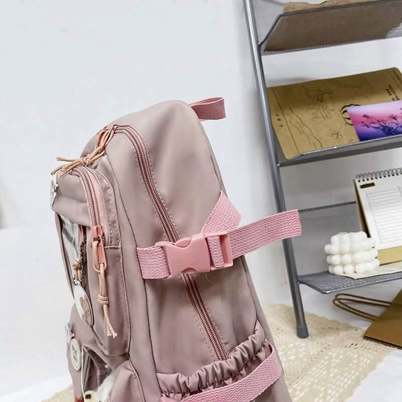Cute Waterproof Multi-Pocket Women Backpacks with Bear Doll