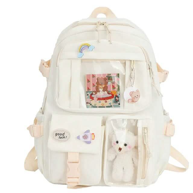 Cute Waterproof Multi-Pocket Women Backpacks with Bear Doll