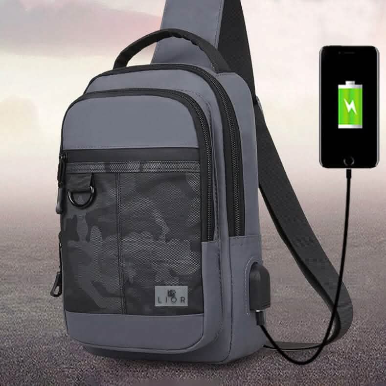 Lior Crossbody Camouflage Shoulder Chest Bags with USB Charger Port